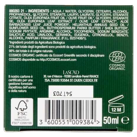 Tesori di Provenza Crema Viso Anti-età Notte, con Olio d'Oliva Bio, Ricco in Polifenoli, 50 ml